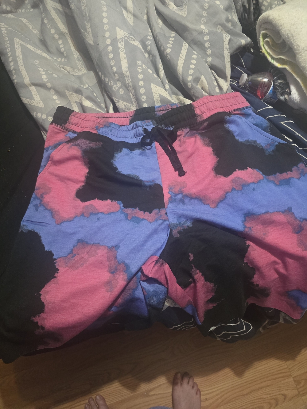 LuLaRoe Women's Athletic Shorts in Pink, Blue & Black Tie-Dye